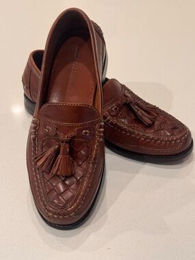 Johnson & Murphy woven tassel loafers brown leather dress shoes
